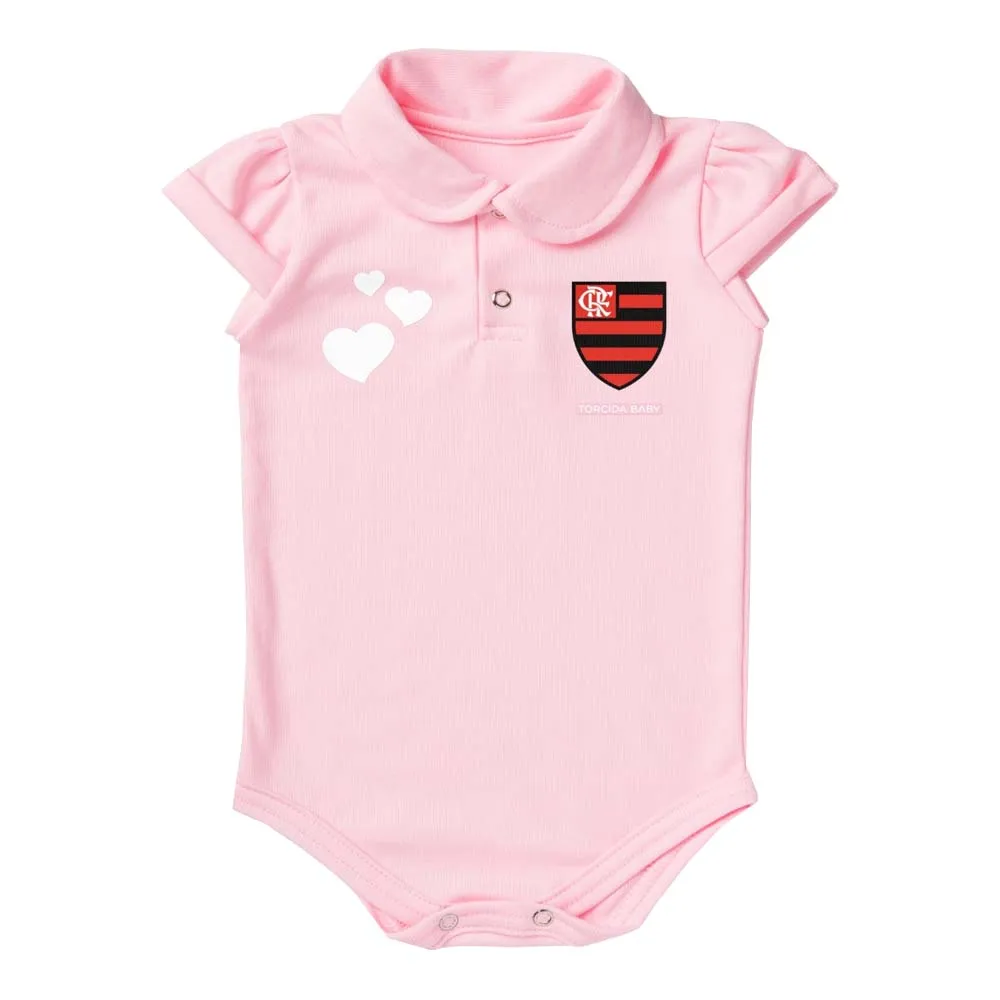 Body Flamengo Polo Rosa Torcida Baby