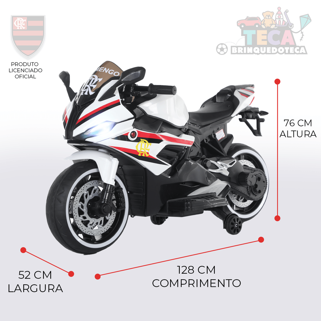 Moto Elétrica Branca Infantil Do Flamengo - Ediçao Limitada Oficial