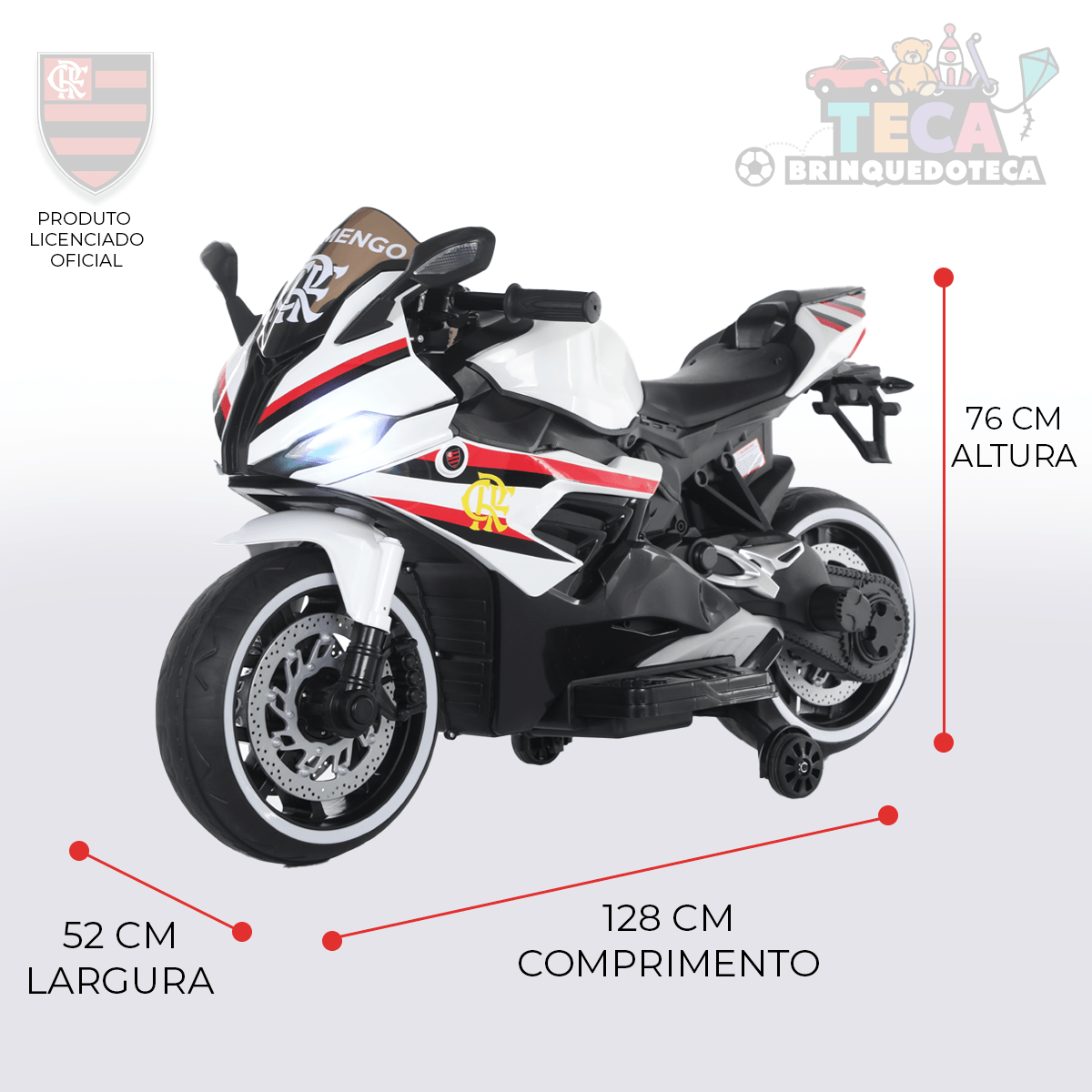 Moto Elétrica Branca Infantil Do Flamengo - Ediçao Limitada Oficial