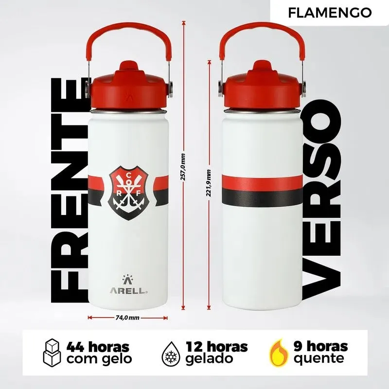 Garrafa Térmica Vácuo Straw Flask Arell 532ml Flamengo Remo