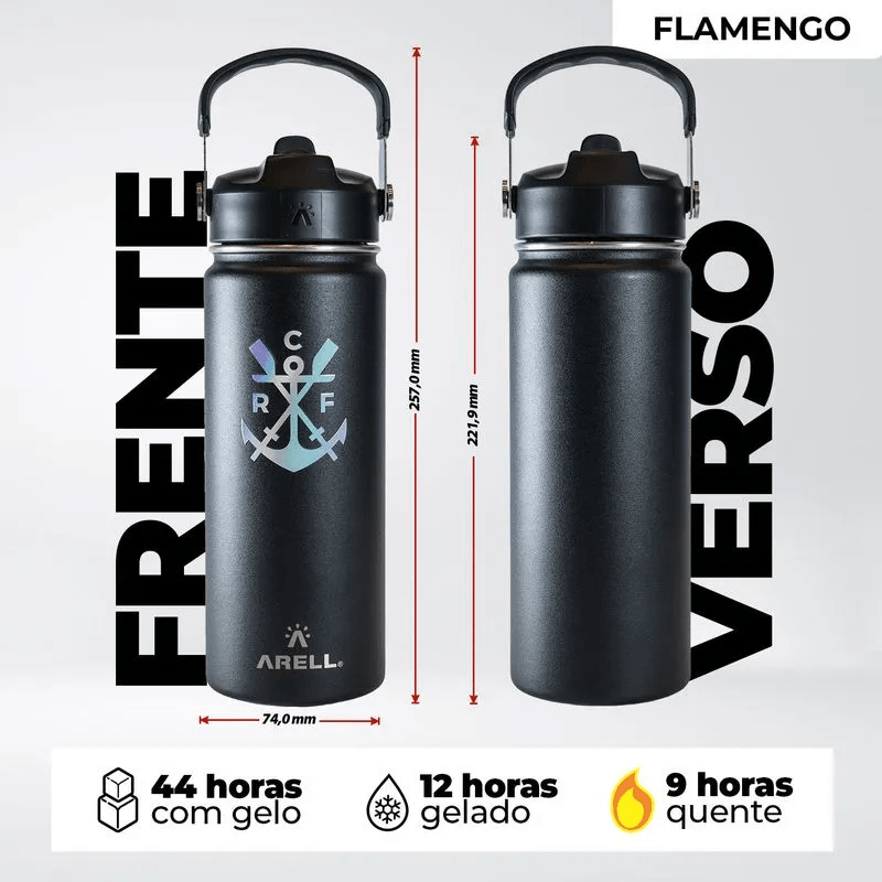Garrafa Térmica Vácuo Straw Flask Arell 532ml Flamengo Manto 3