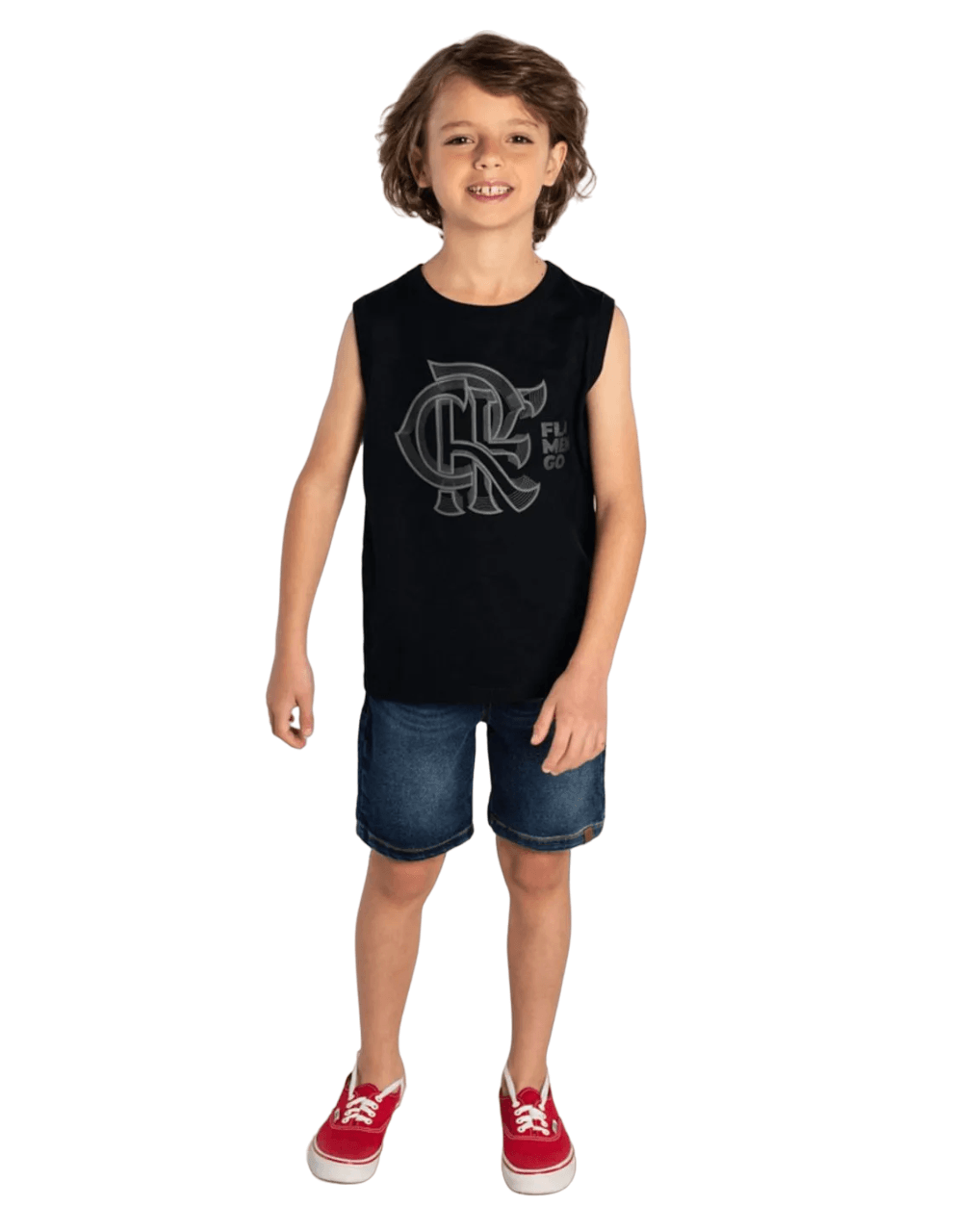 Regata Flamengo Infantil CRF Logo Preta Brandili