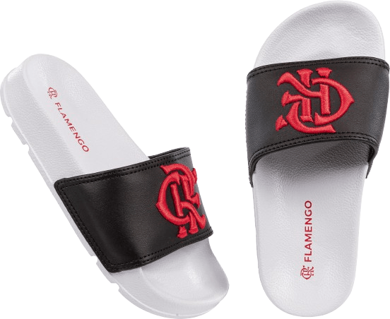 Chinelo Infantil Slide Flamengo - Preto com Detalhes Vermelhos
