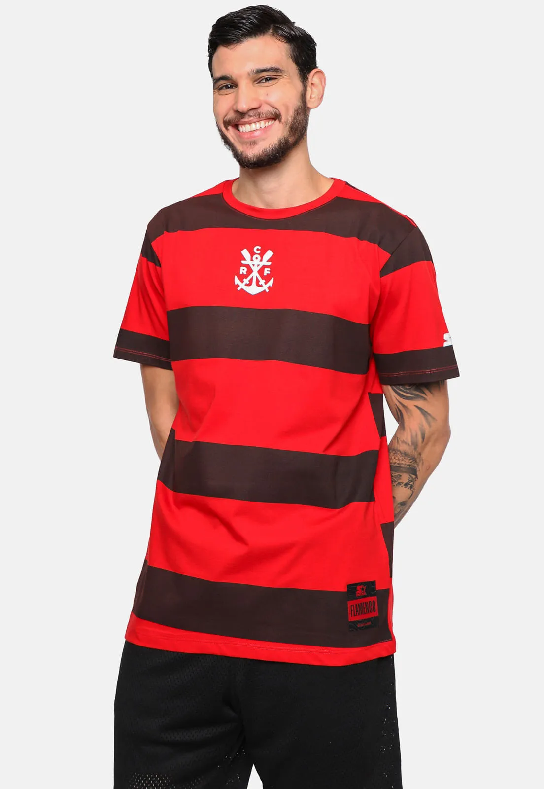 Camisa Listrada Flamengo Remo Vermelha e Preta Starter