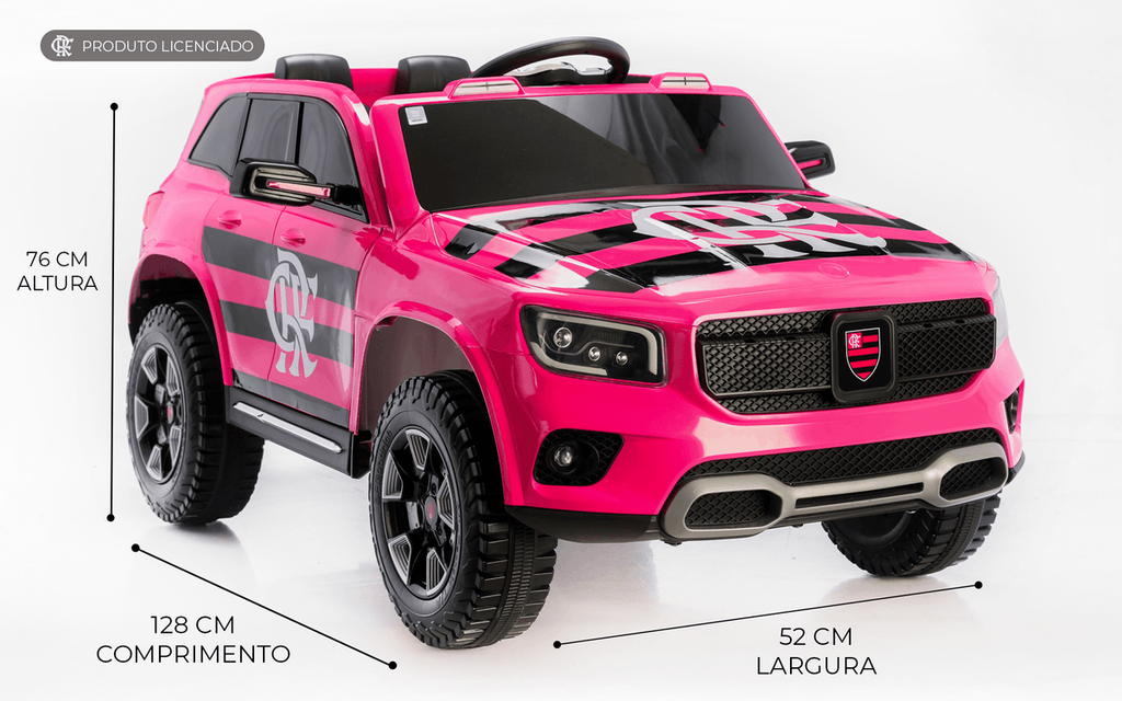 Carrinho Elétrico Rosa Infantil Flamengo Oficial Ed. Limitada
