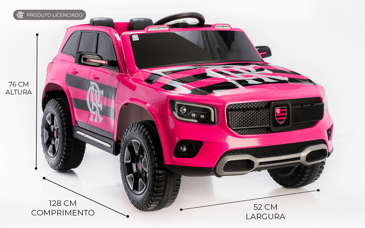 Carrinho Elétrico Rosa Infantil Flamengo Oficial Ed. Limitada