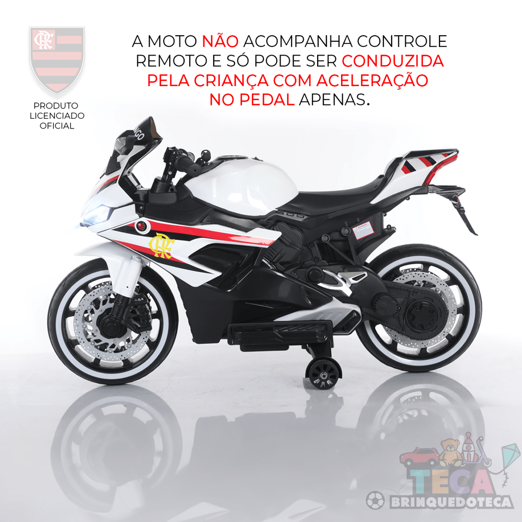 Moto Elétrica Branca Infantil Do Flamengo - Ediçao Limitada Oficial