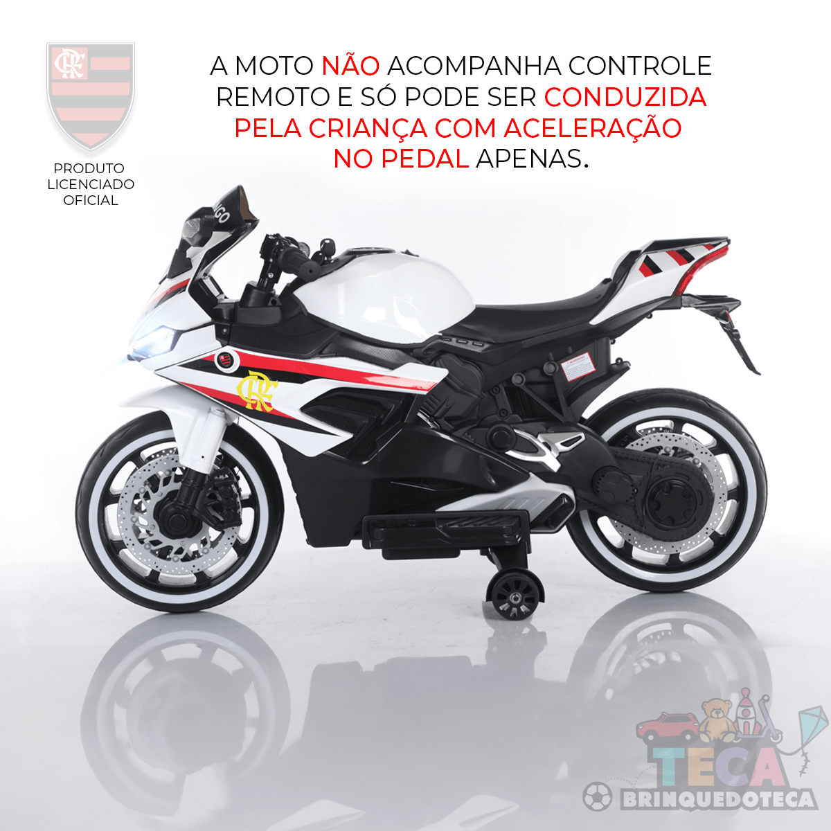 Moto Elétrica Branca Infantil Do Flamengo - Ediçao Limitada Oficial