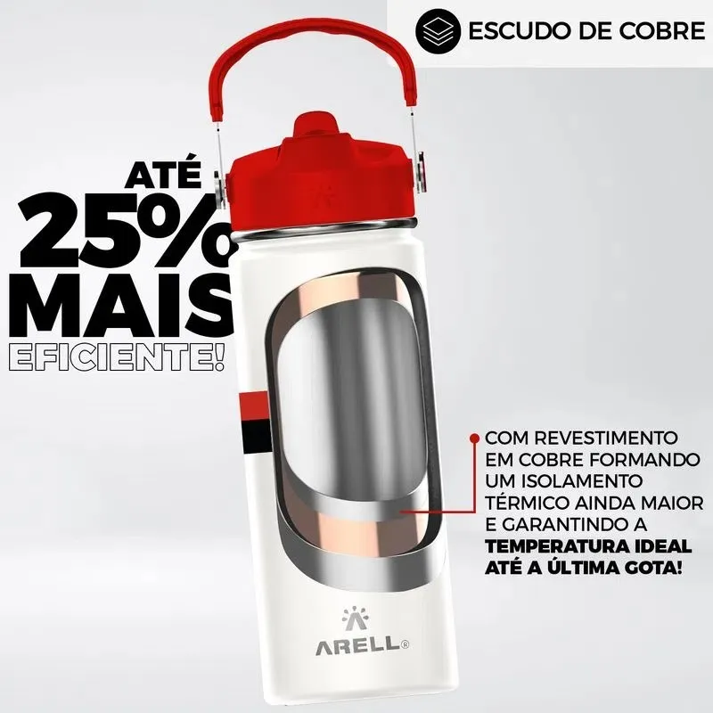 Garrafa Térmica Vácuo Straw Flask Arell 532ml Flamengo Remo