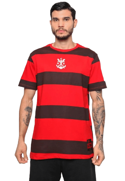 Camisa Listrada Flamengo Remo Vermelha e Preta Starter