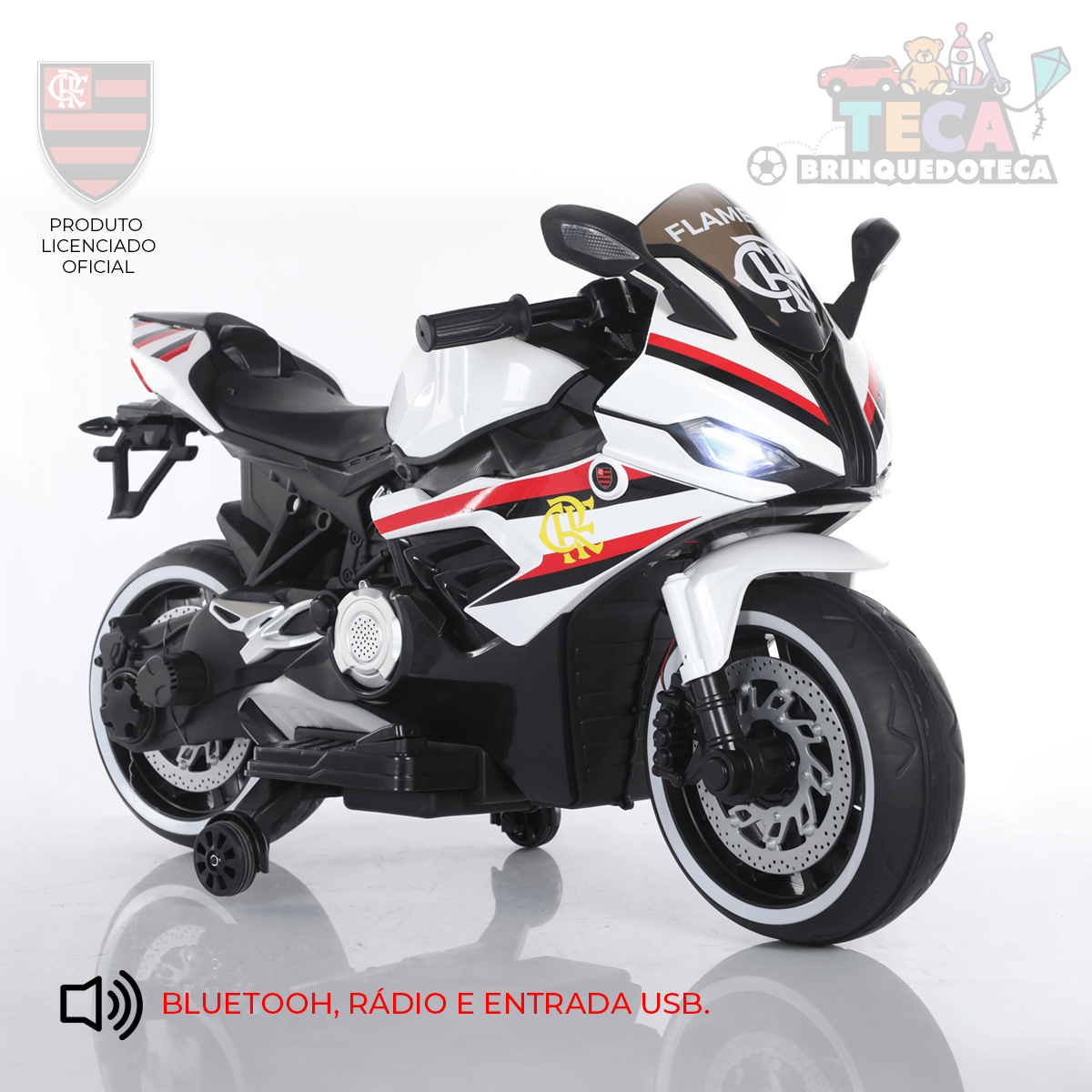 Moto Elétrica Branca Infantil Do Flamengo - Ediçao Limitada Oficial